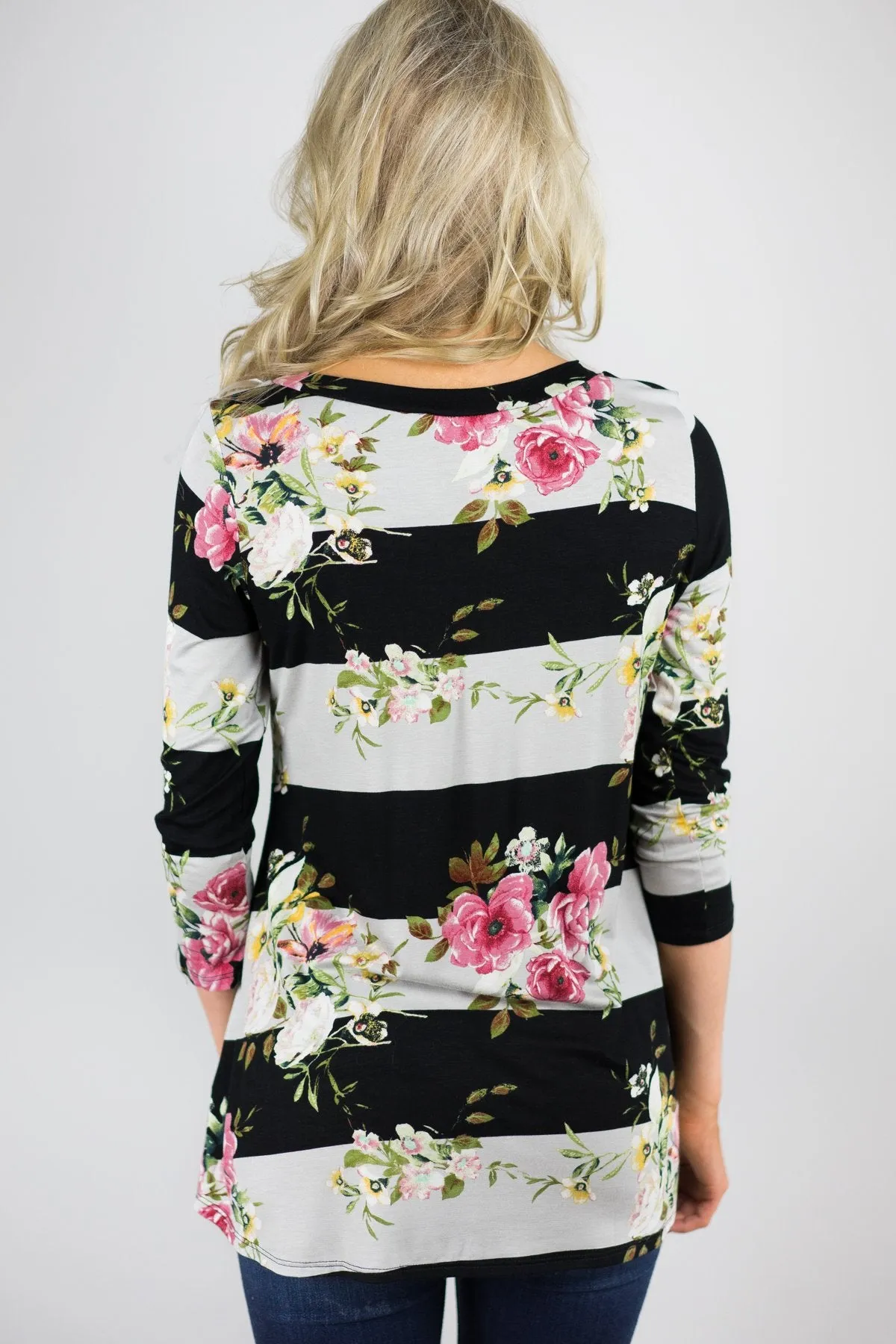 About Time 3/4 Sleeve Floral Top