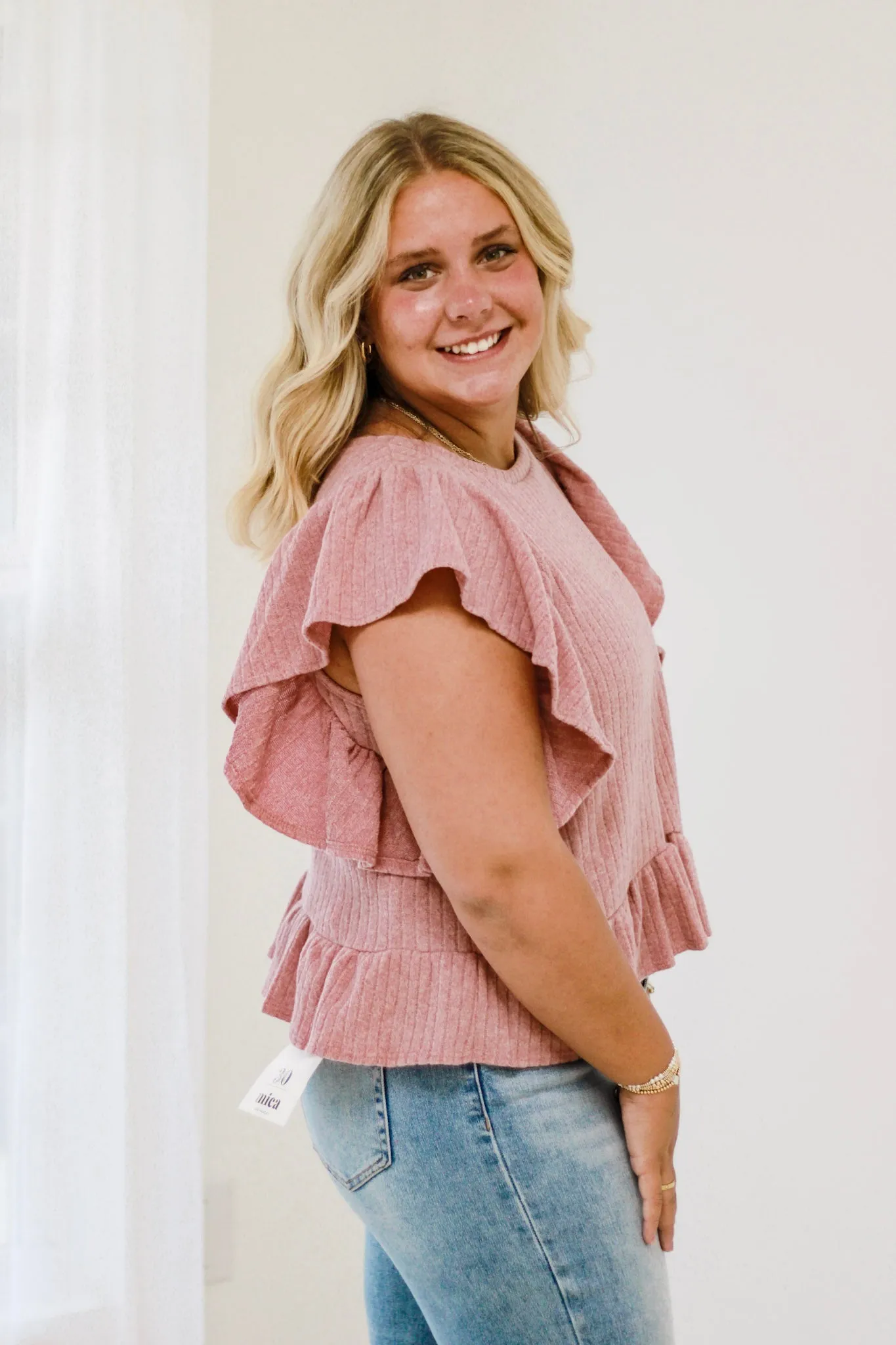 After All Ruffle Top in Mauve