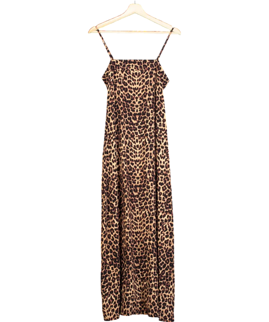 Albaray Brown Animal Print Sleeveless Maxi Dress UK 8