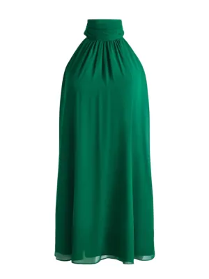 Alice   Olivia Corine Halter Tie Neck Trapeze Mini Dress in Forest Green