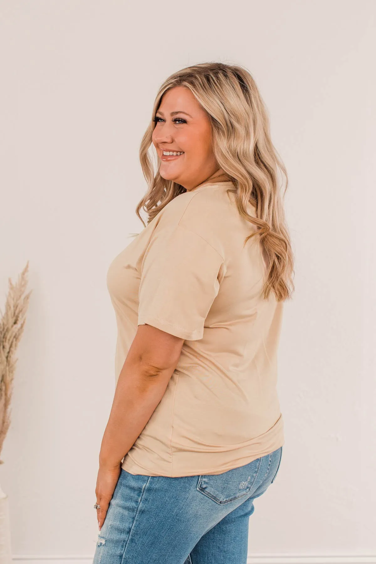 Always Essential V-Neck Top- Tan