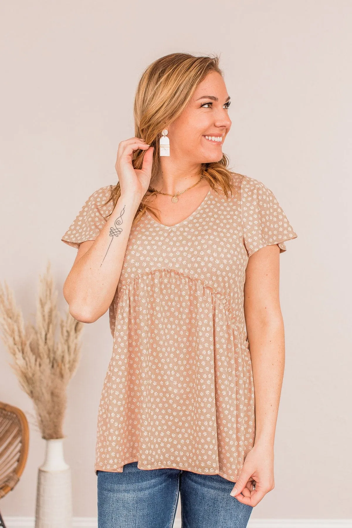 Always Find The Good Babydoll Top- Beige