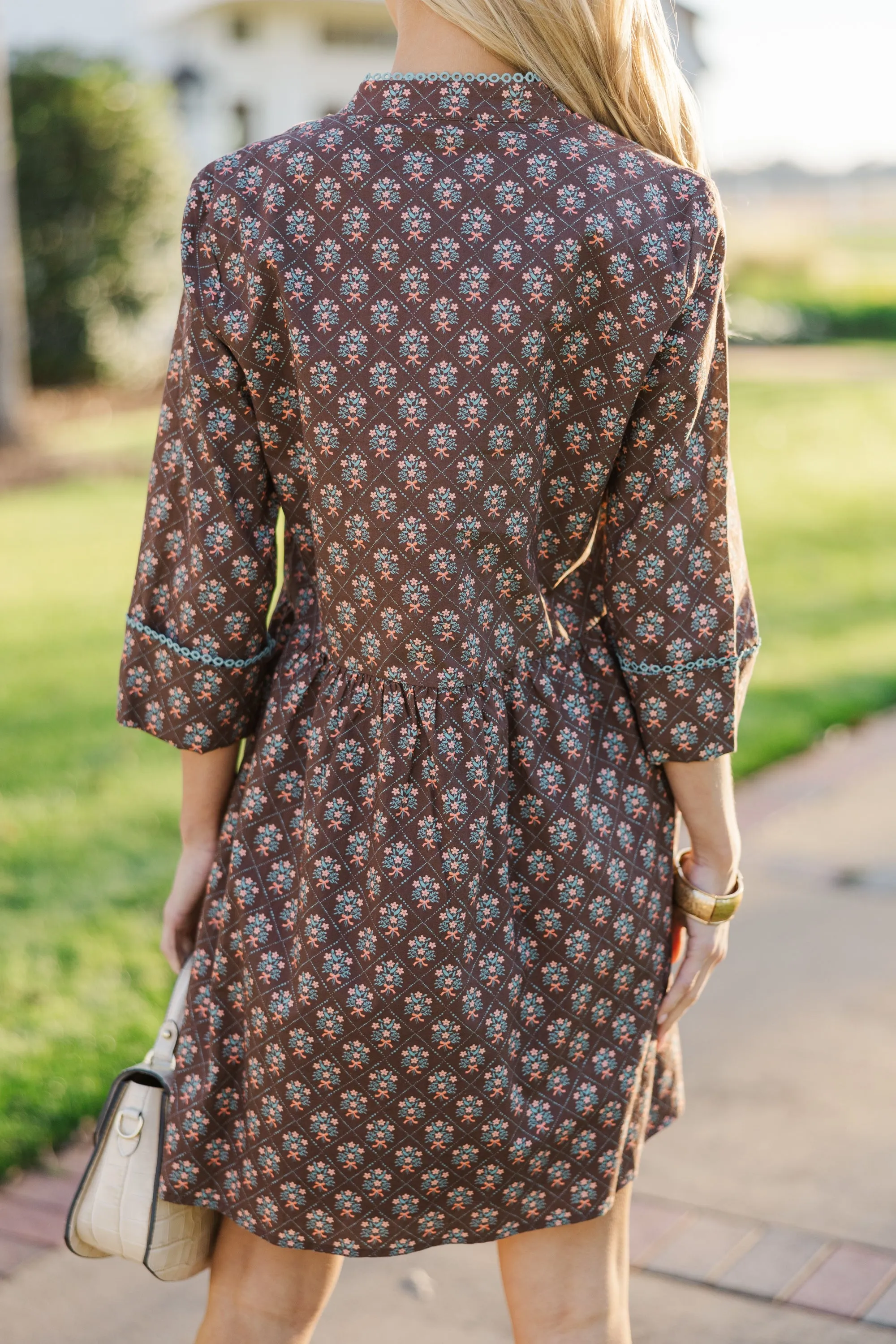 Always The One Brown Medallion Shift Dress
