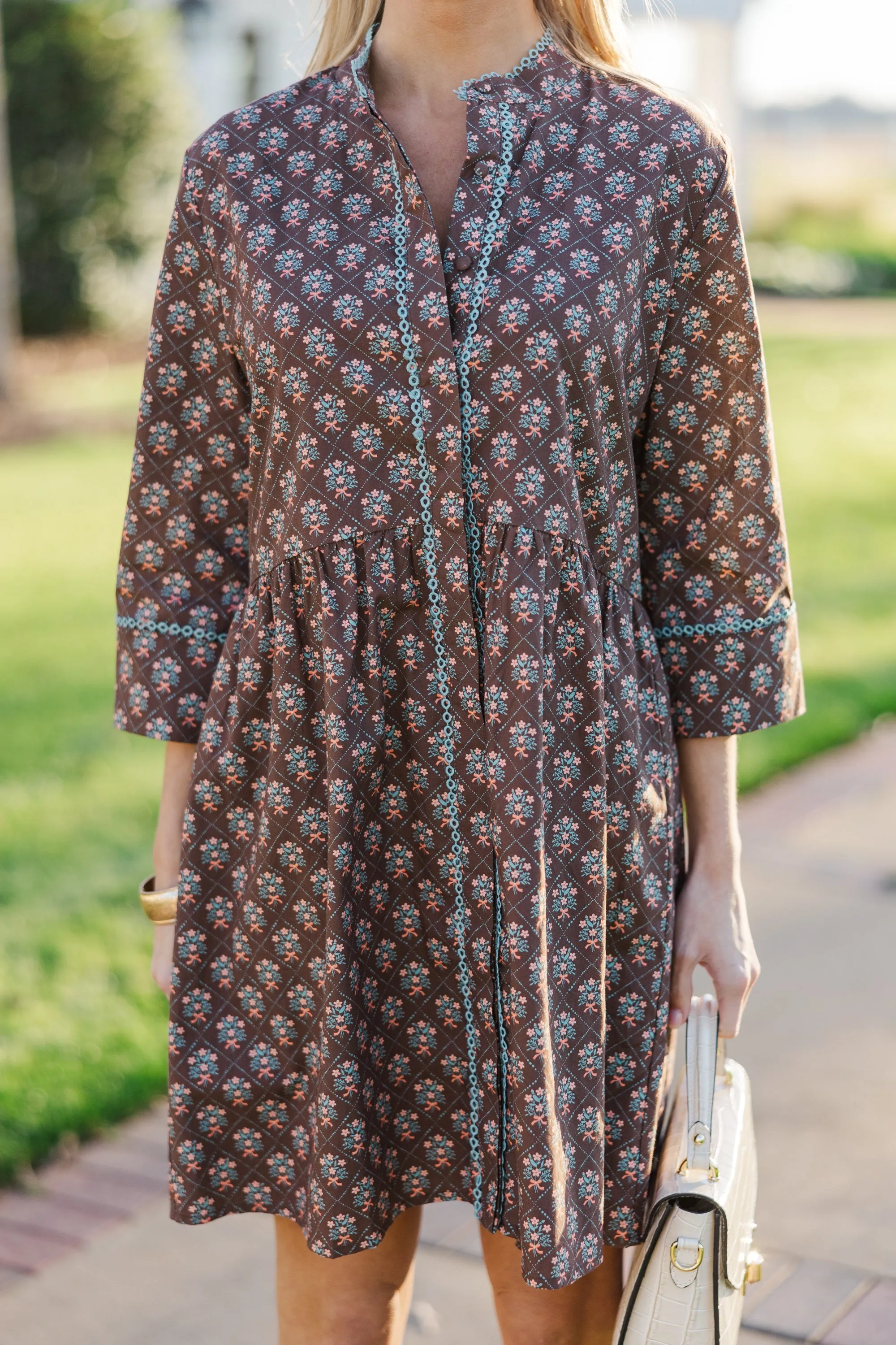 Always The One Brown Medallion Shift Dress