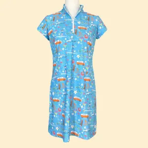 Annapolis Cap Sleeve Polo Dress in Good Vibrations Blue (Sample)