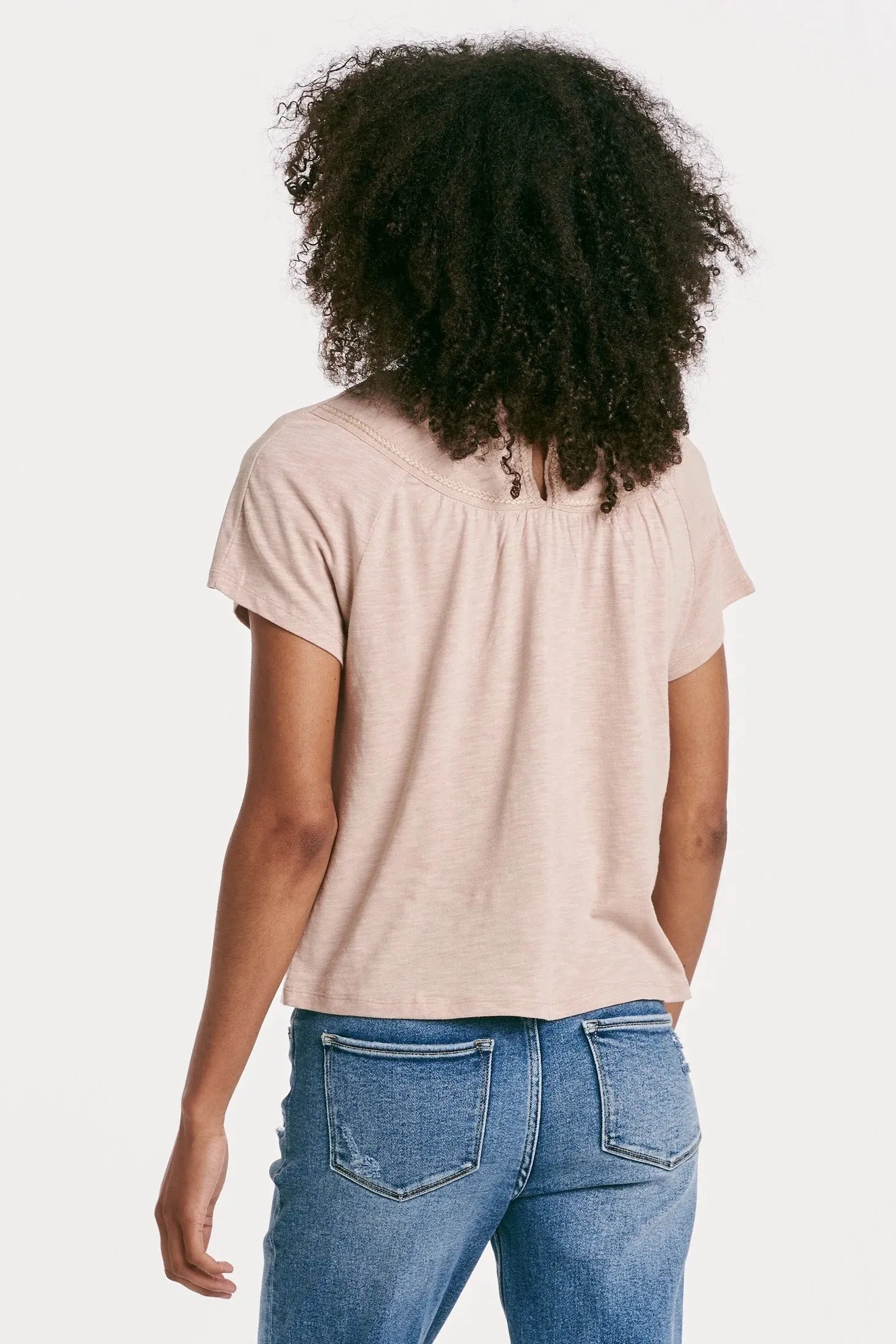 Another Love Raya Braid Trim Slubby Top