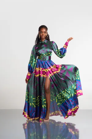 ANU GREEN MAXI SHIRT DRESS