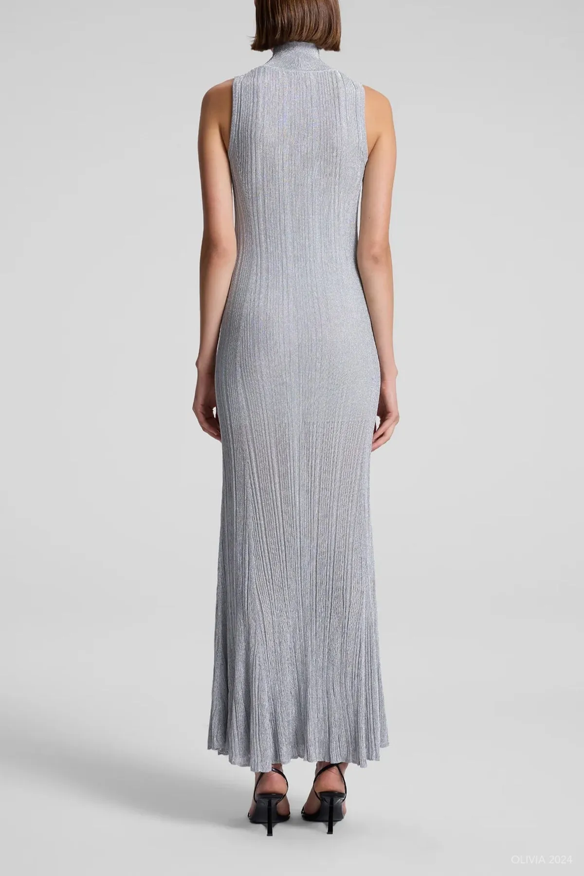 Arden Metallic Knit Maxi Dress in Mercury