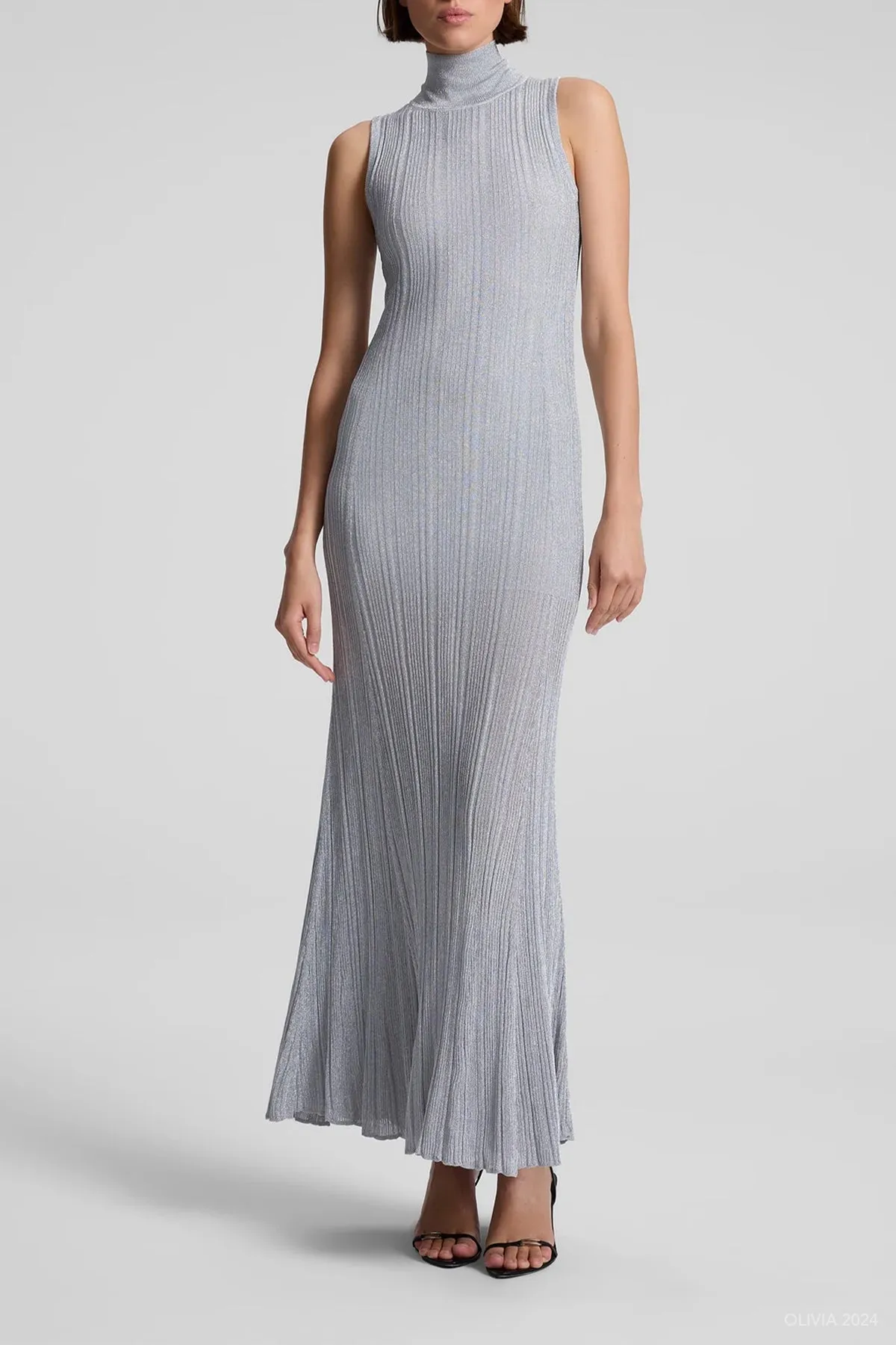 Arden Metallic Knit Maxi Dress in Mercury