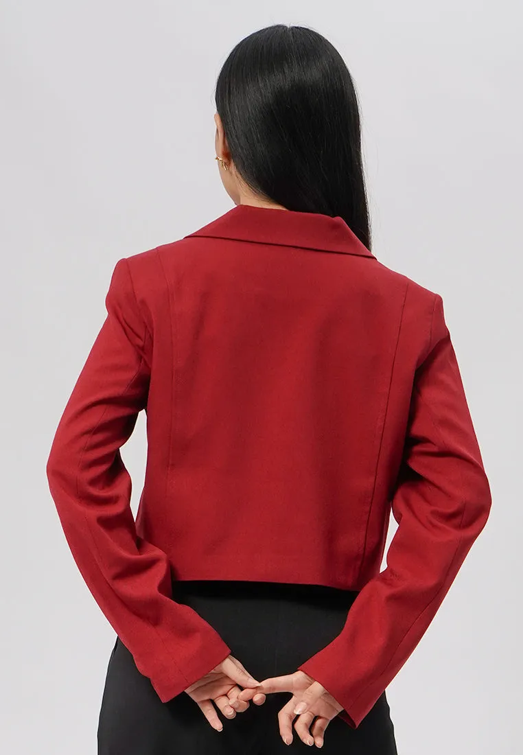 Asymmetrical Long Sleeve Crop Blazer