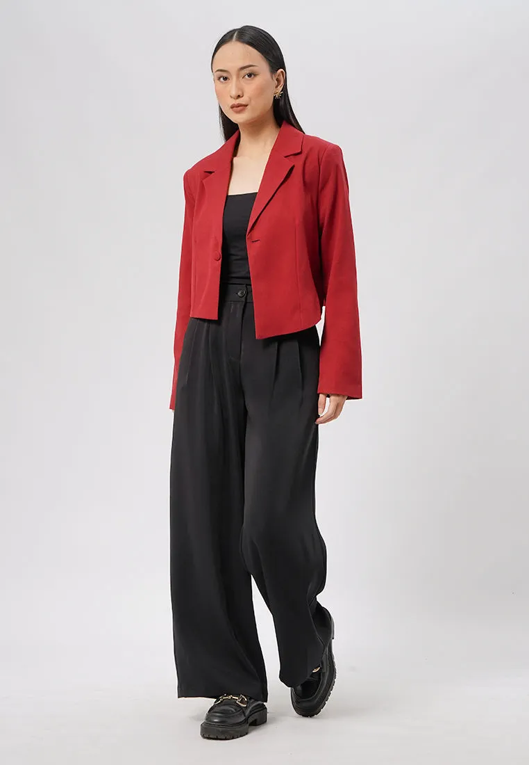 Asymmetrical Long Sleeve Crop Blazer
