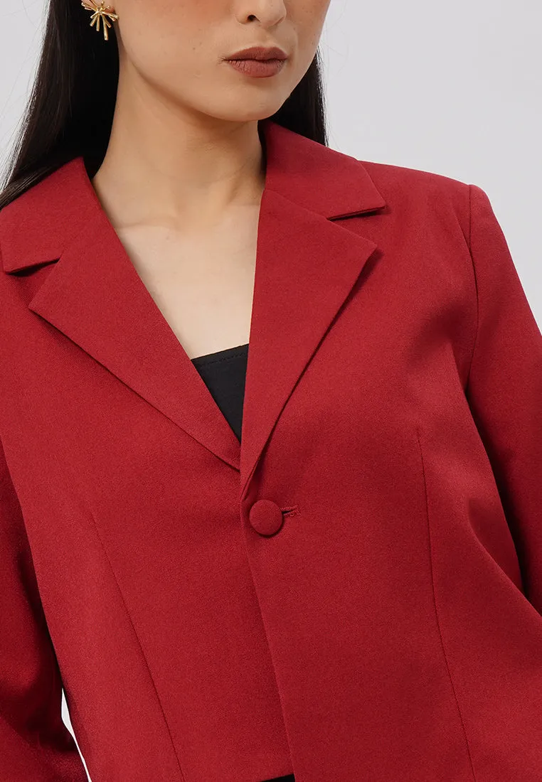 Asymmetrical Long Sleeve Crop Blazer