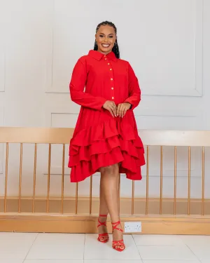 Ayweyo Shift Dress - Red