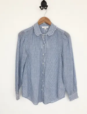 BeachLunchLounge Striped Ruffle Buttondown