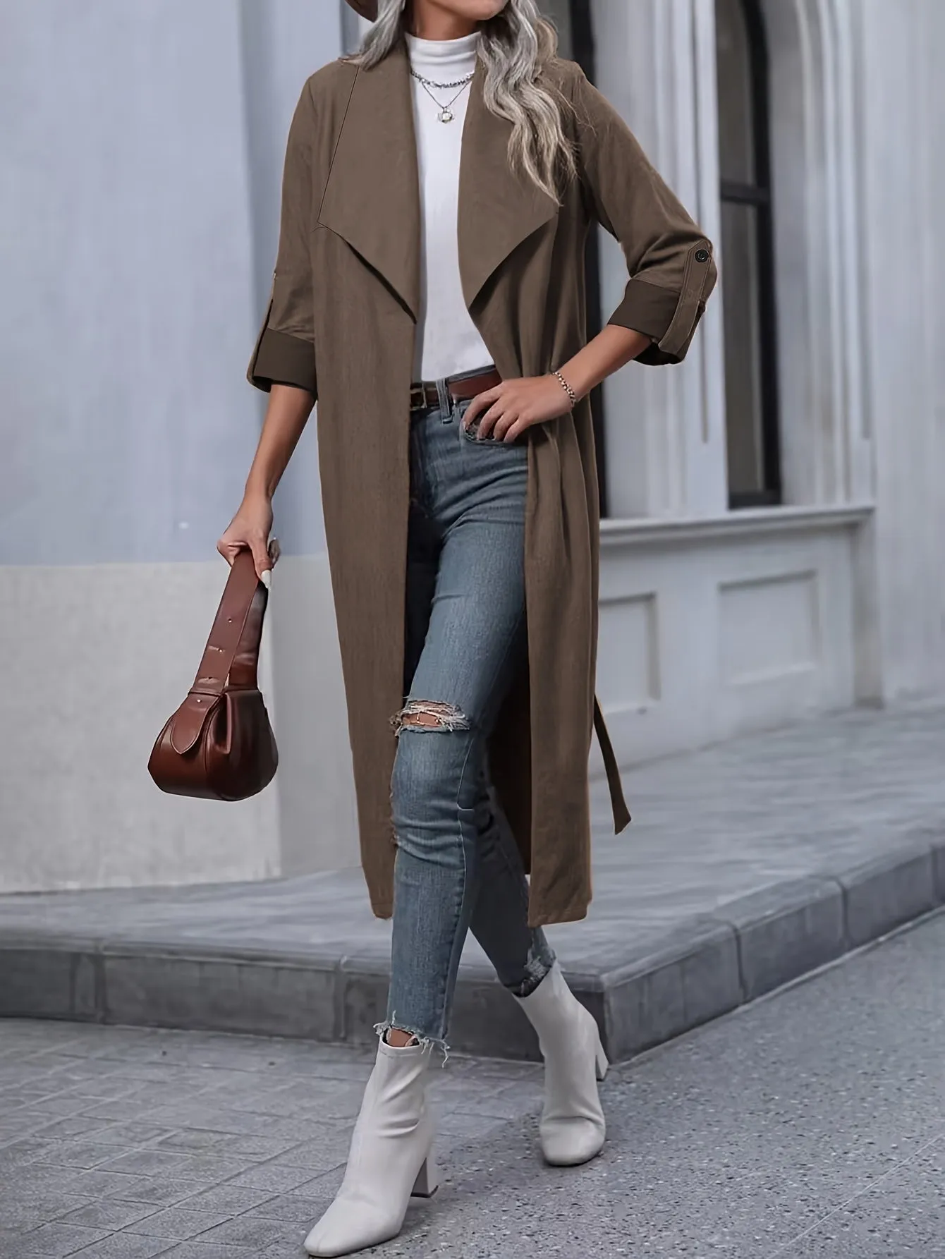 Bella - Stylish Vintage Brown Trench Coat