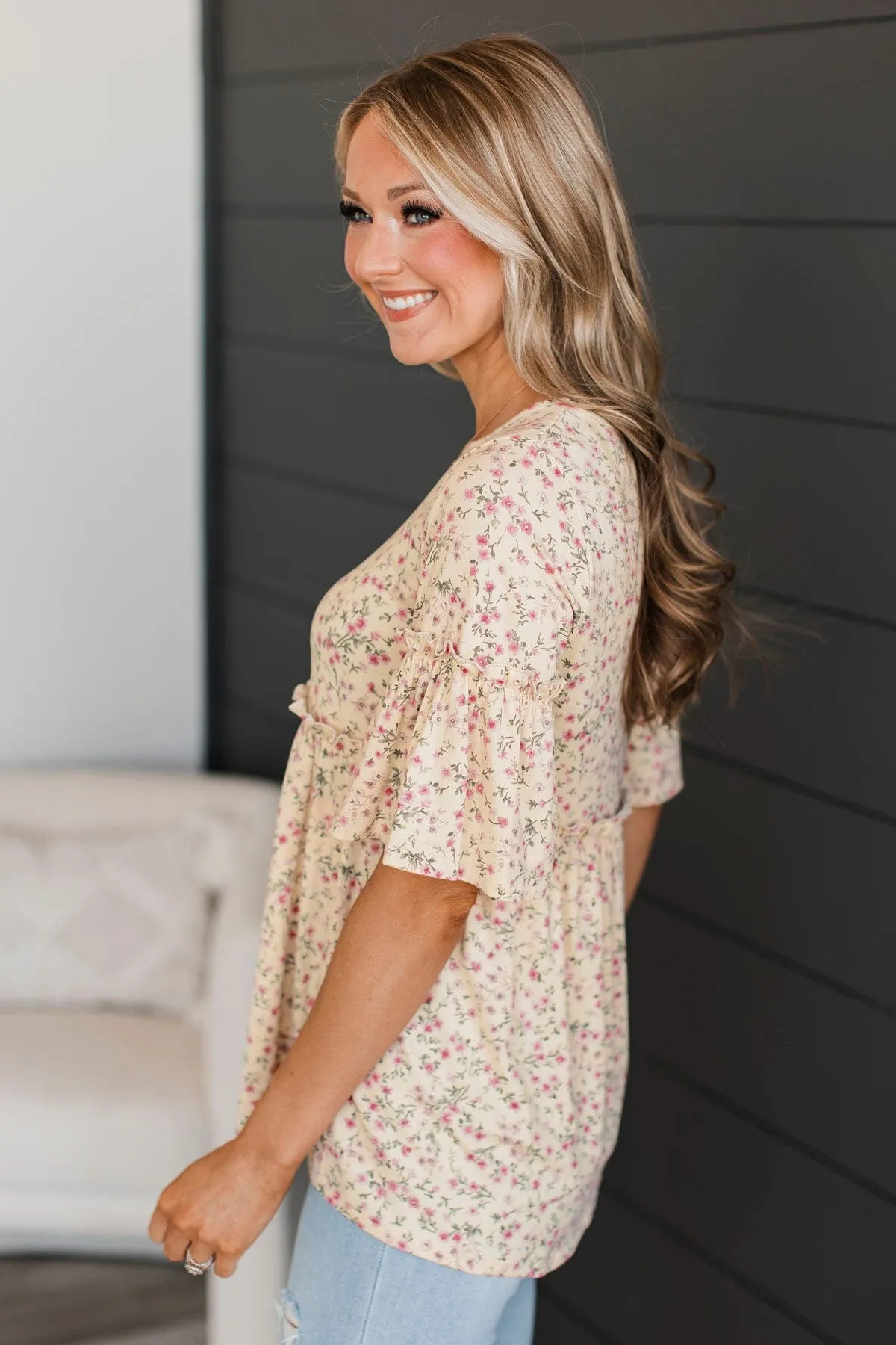 Best Of Them All Floral Babydoll Top- Pale Yellow