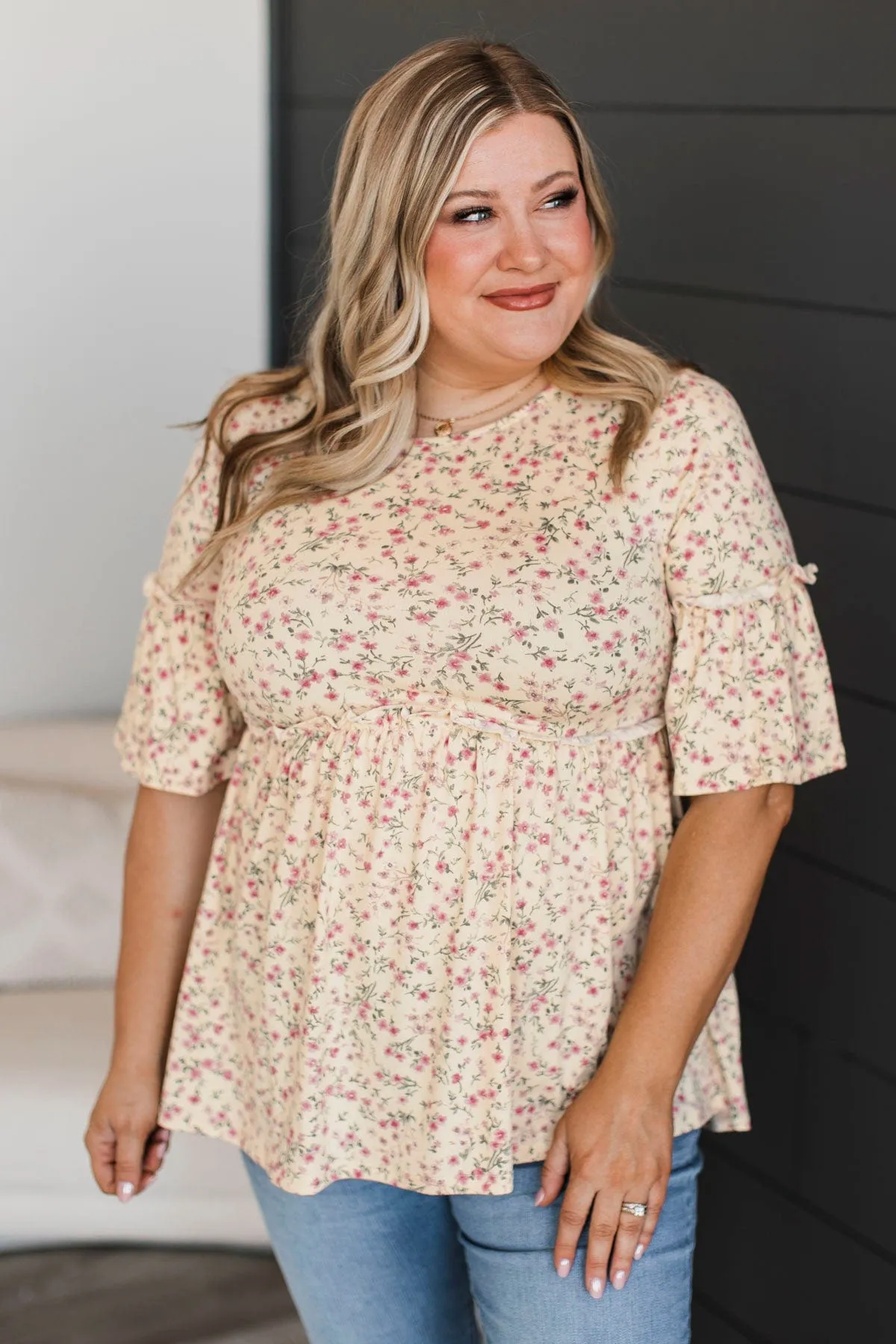 Best Of Them All Floral Babydoll Top- Pale Yellow