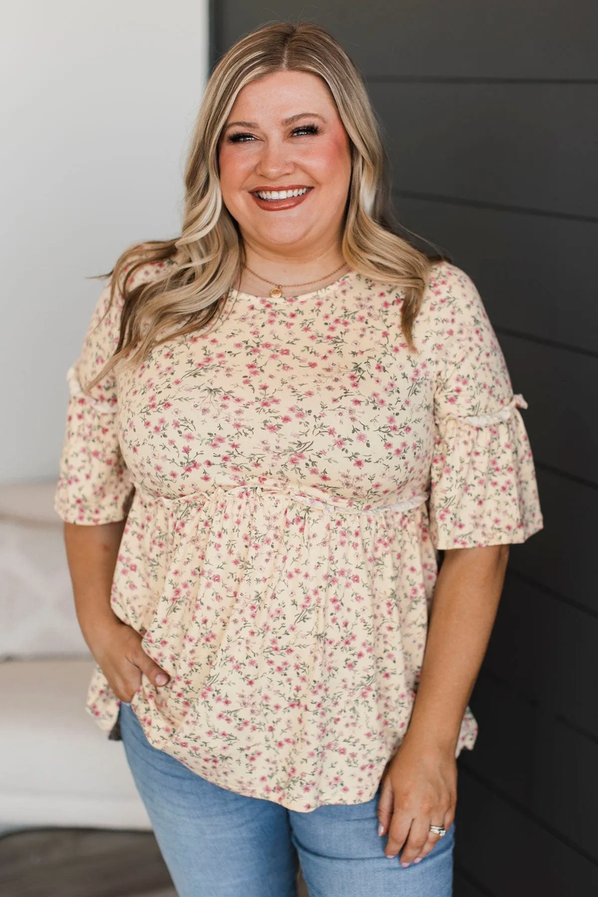 Best Of Them All Floral Babydoll Top- Pale Yellow