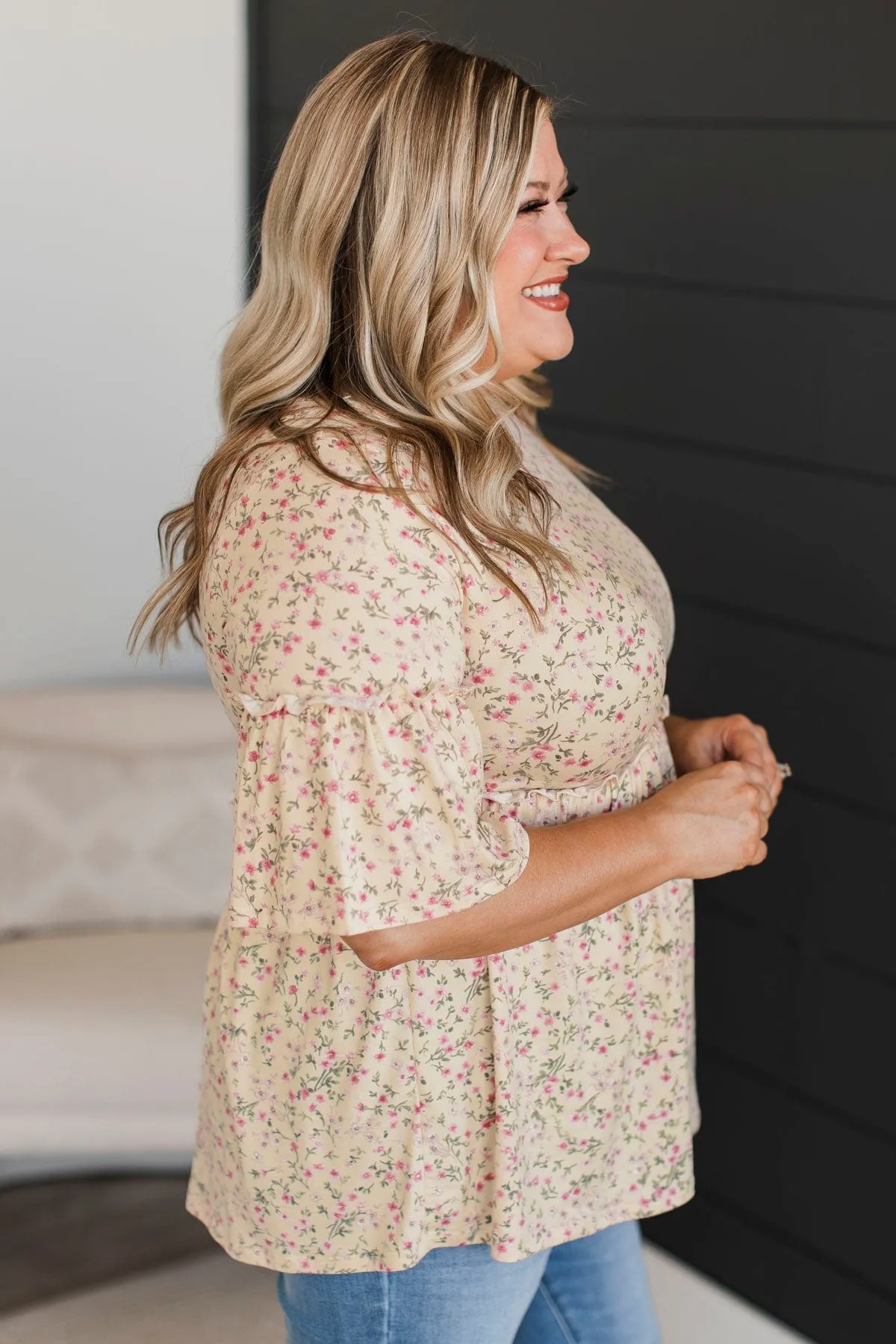Best Of Them All Floral Babydoll Top- Pale Yellow