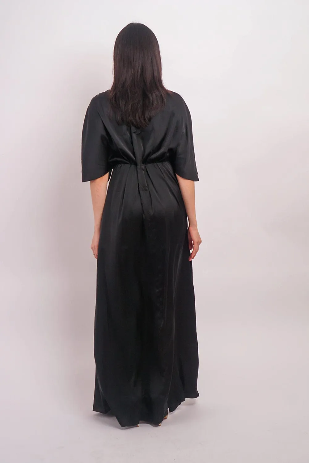 Black Satin Kasumi Maxi Dress