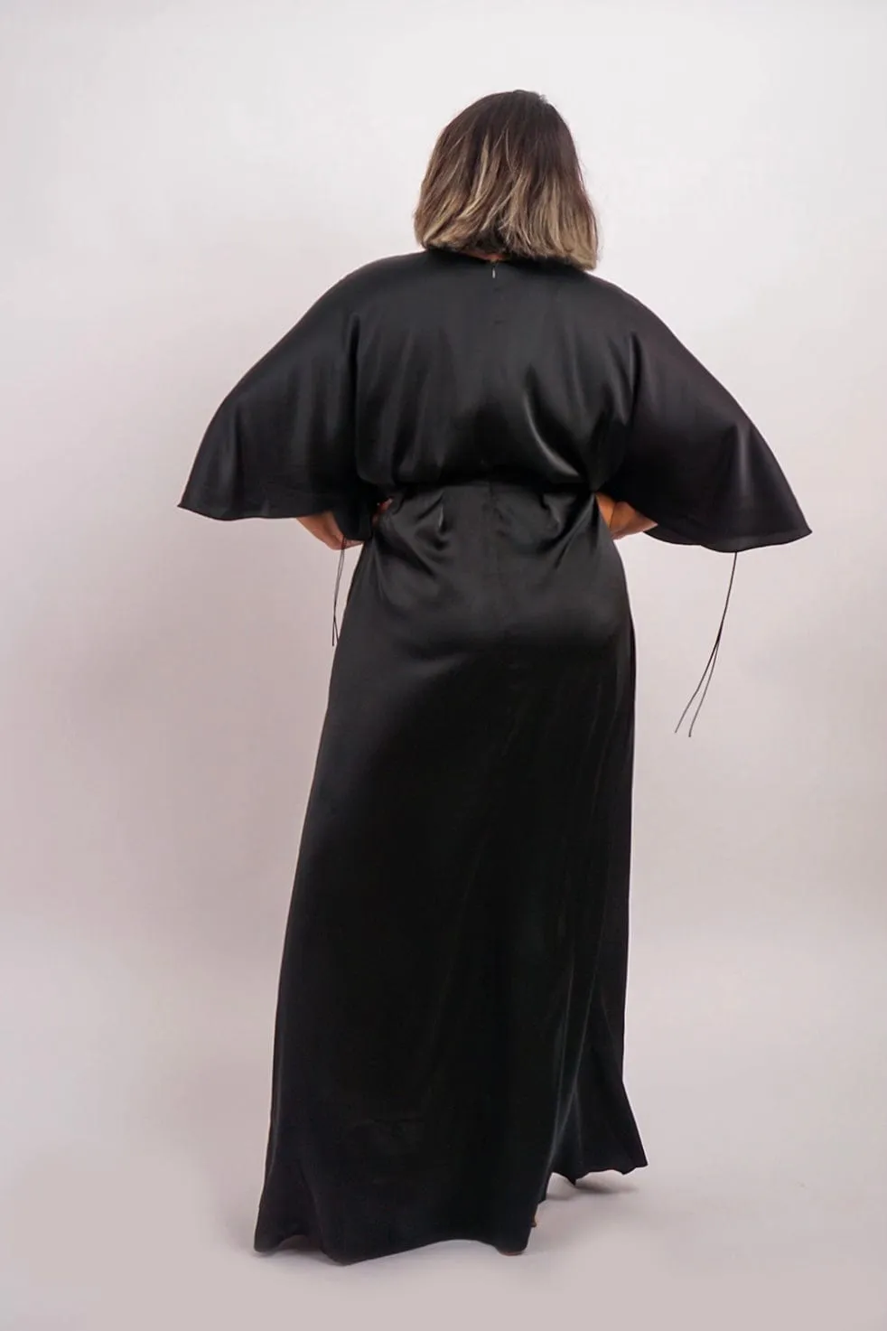 Black Satin Kasumi Maxi Dress