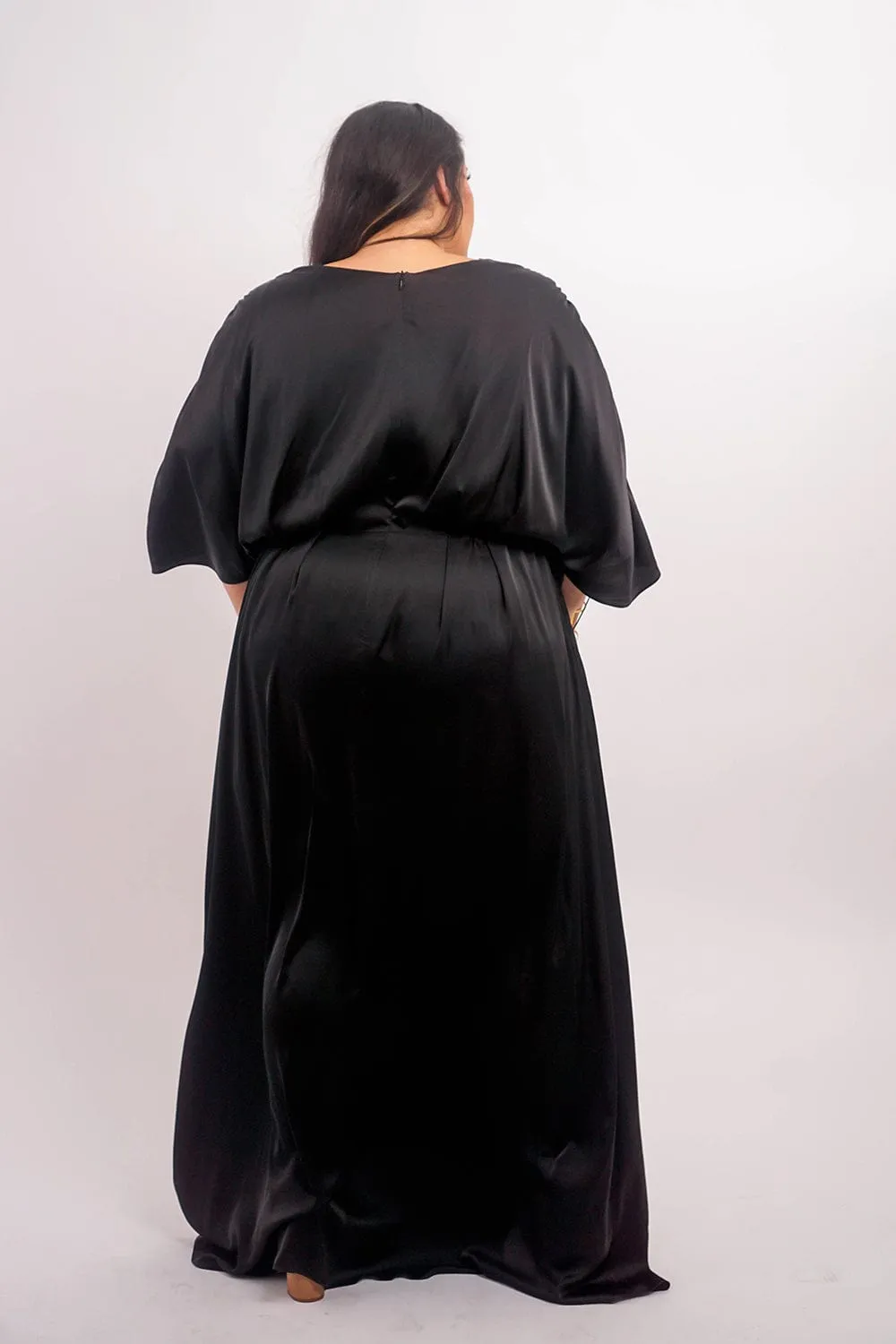 Black Satin Kasumi Maxi Dress
