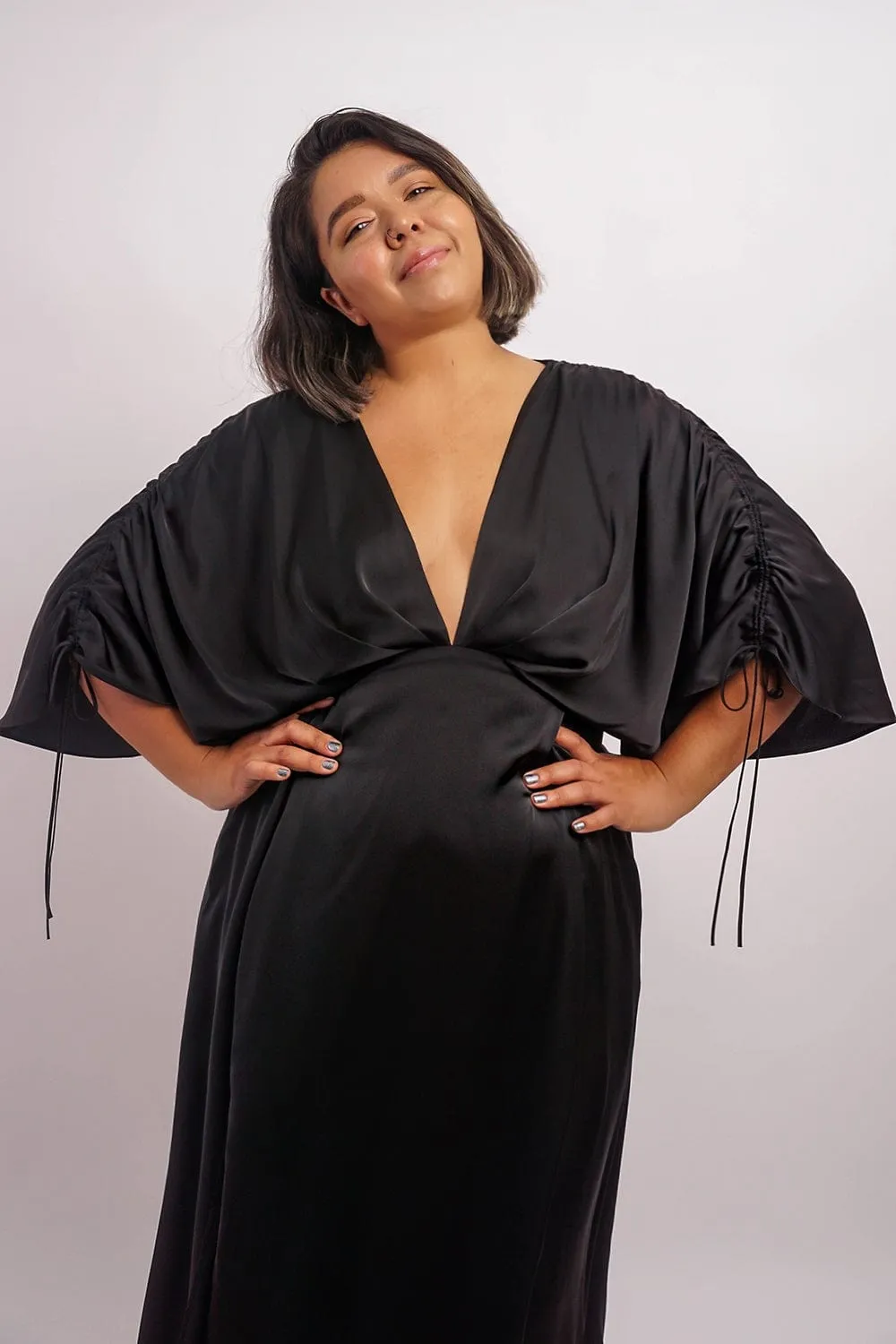 Black Satin Kasumi Maxi Dress