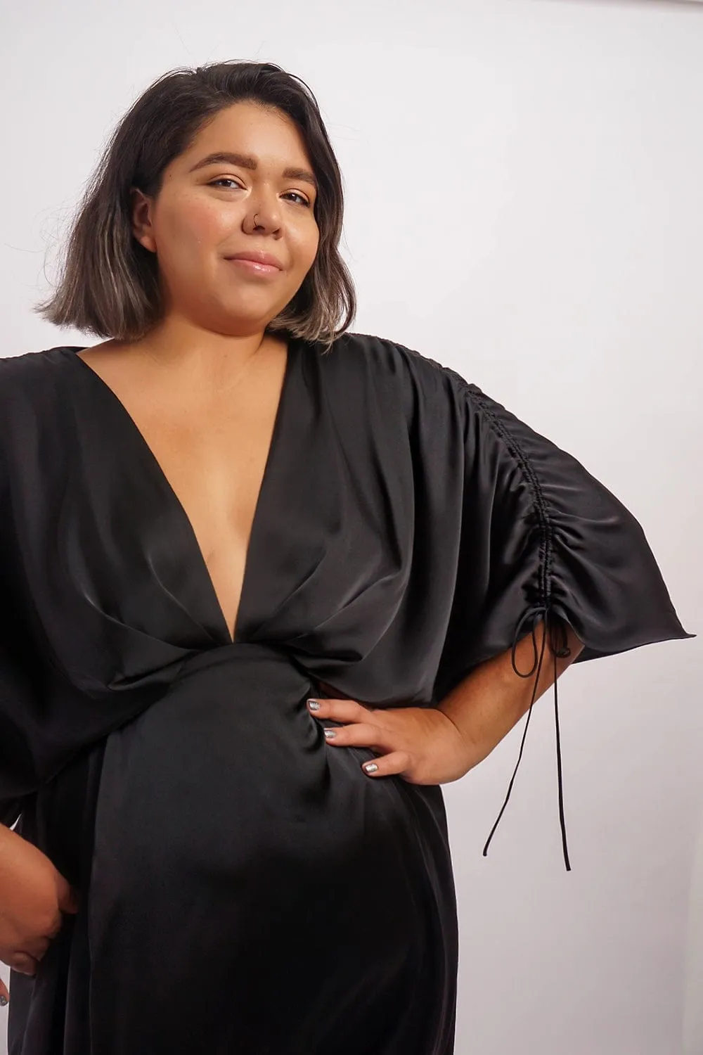 Black Satin Kasumi Maxi Dress