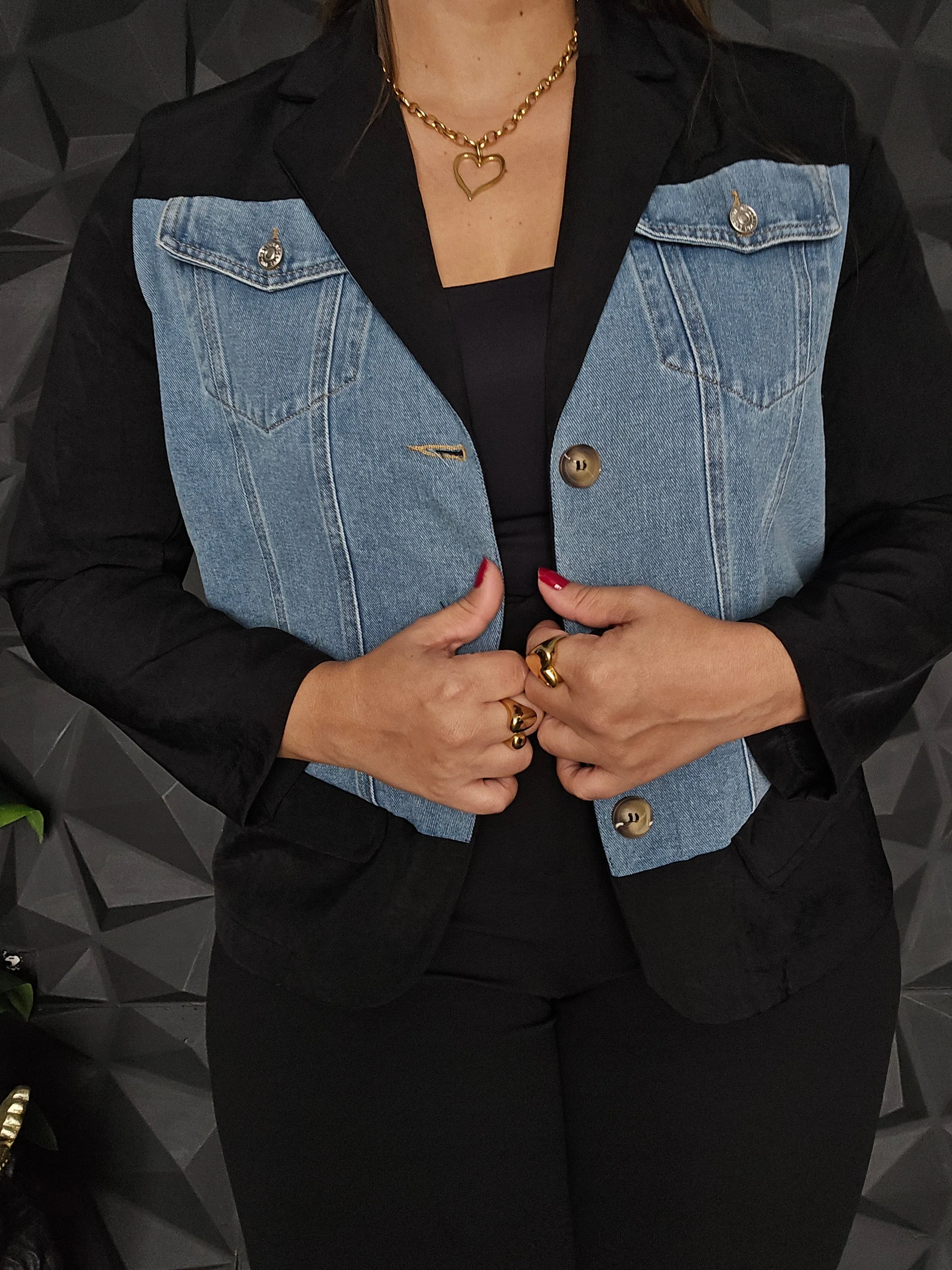 Blazer Black Denim Oversized