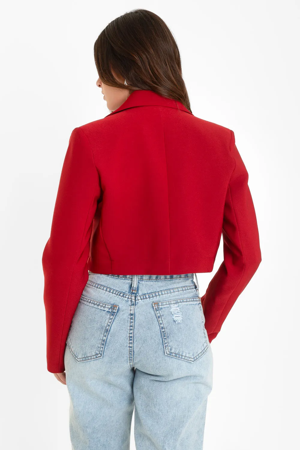 Blazer corto abierto botones en contraste