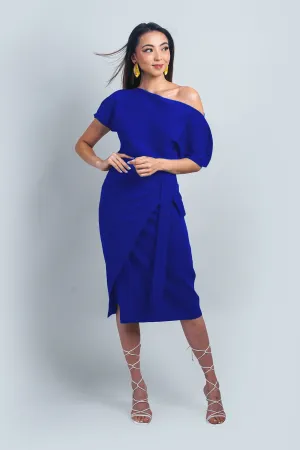 Blue Misha Wrapped Midi Skirt