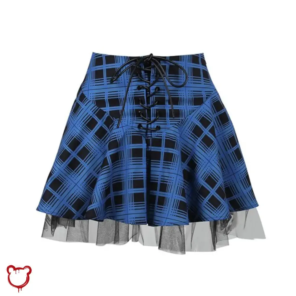 Blue plaid skirt