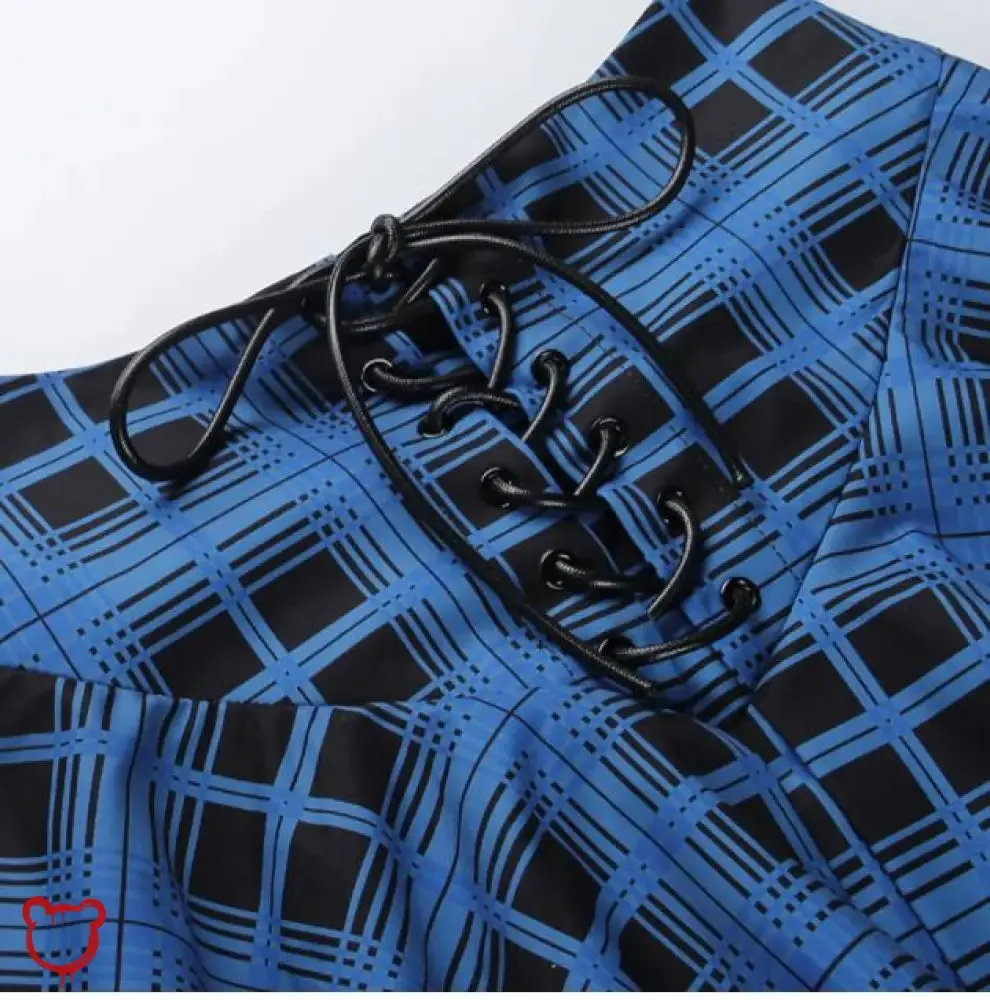 Blue plaid skirt