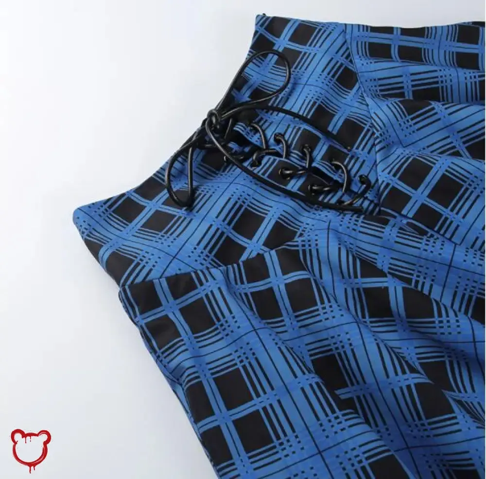 Blue plaid skirt