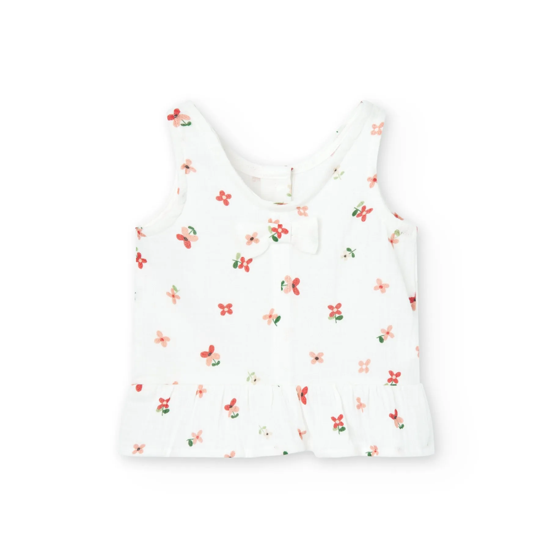 Boboli Crinkle Cotton Ruffle Tank