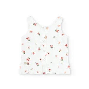 Boboli Crinkle Cotton Ruffle Tank