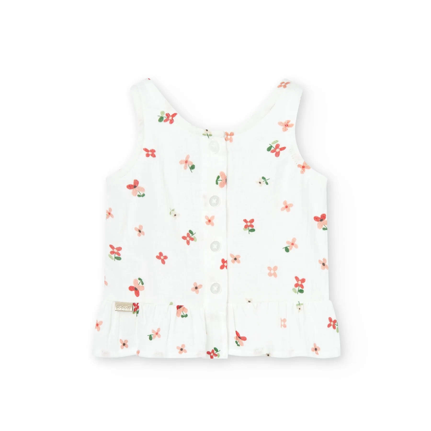 Boboli Crinkle Cotton Ruffle Tank