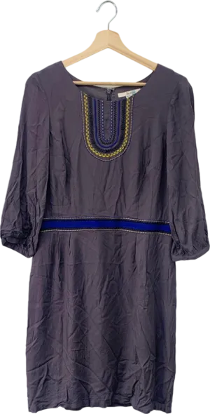 Boden Purple Embroidered Shift Dress UK 8