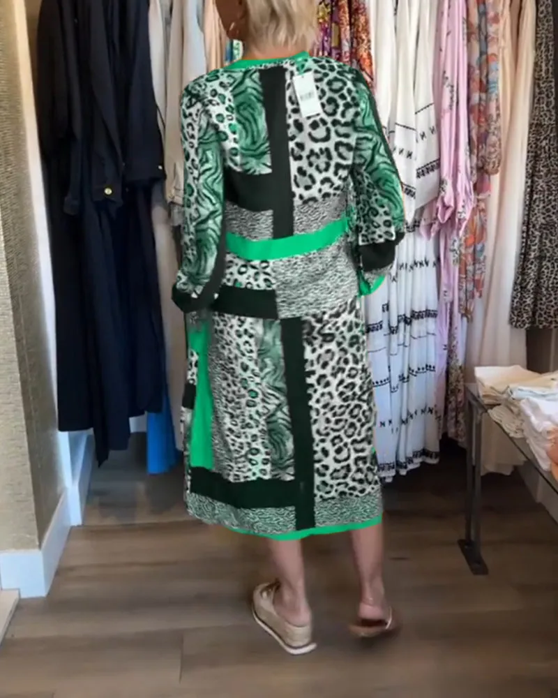 Brigitte |  Leopard Print Panel Dress
