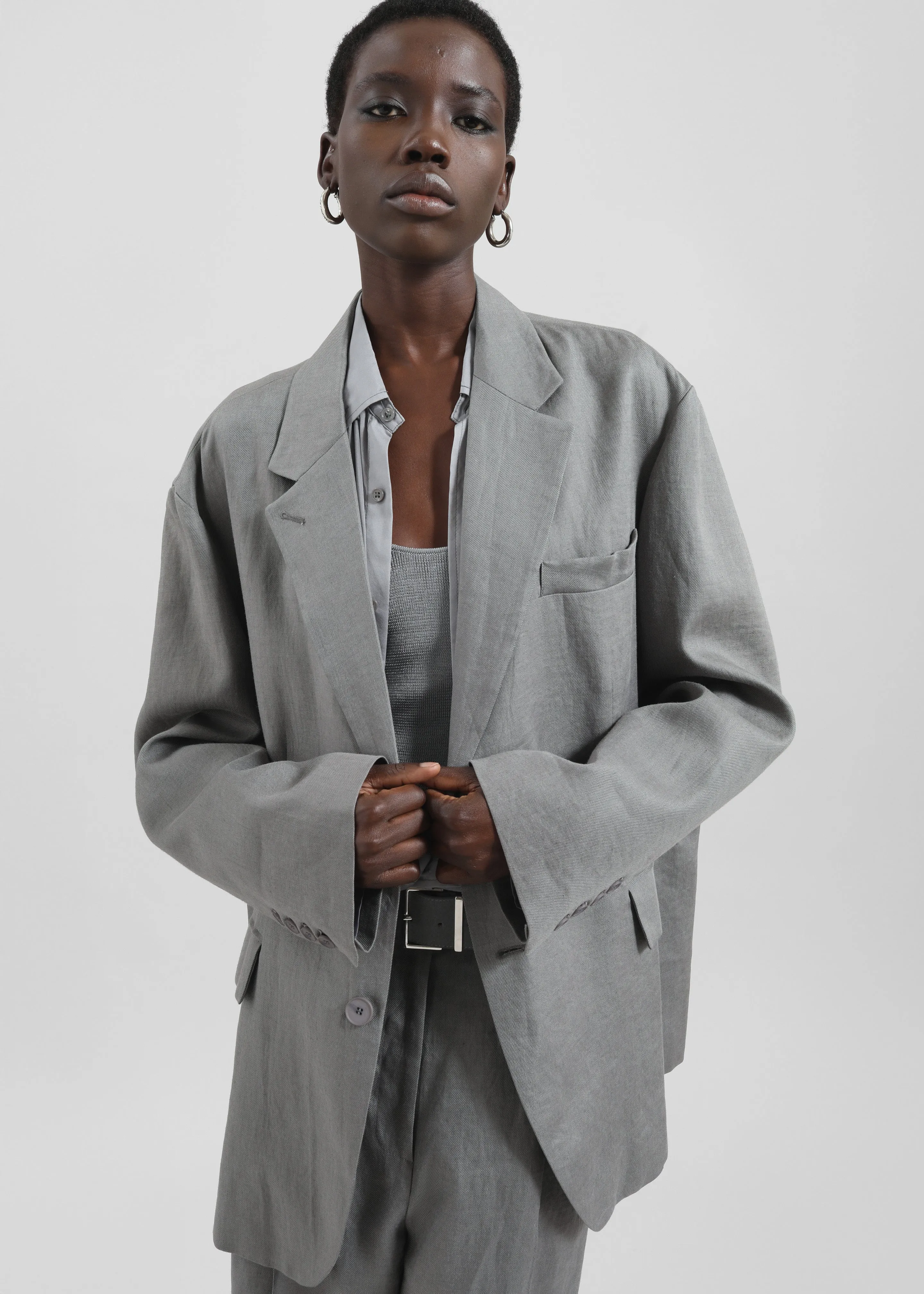 Brooklyn Linen Blazer - Grey