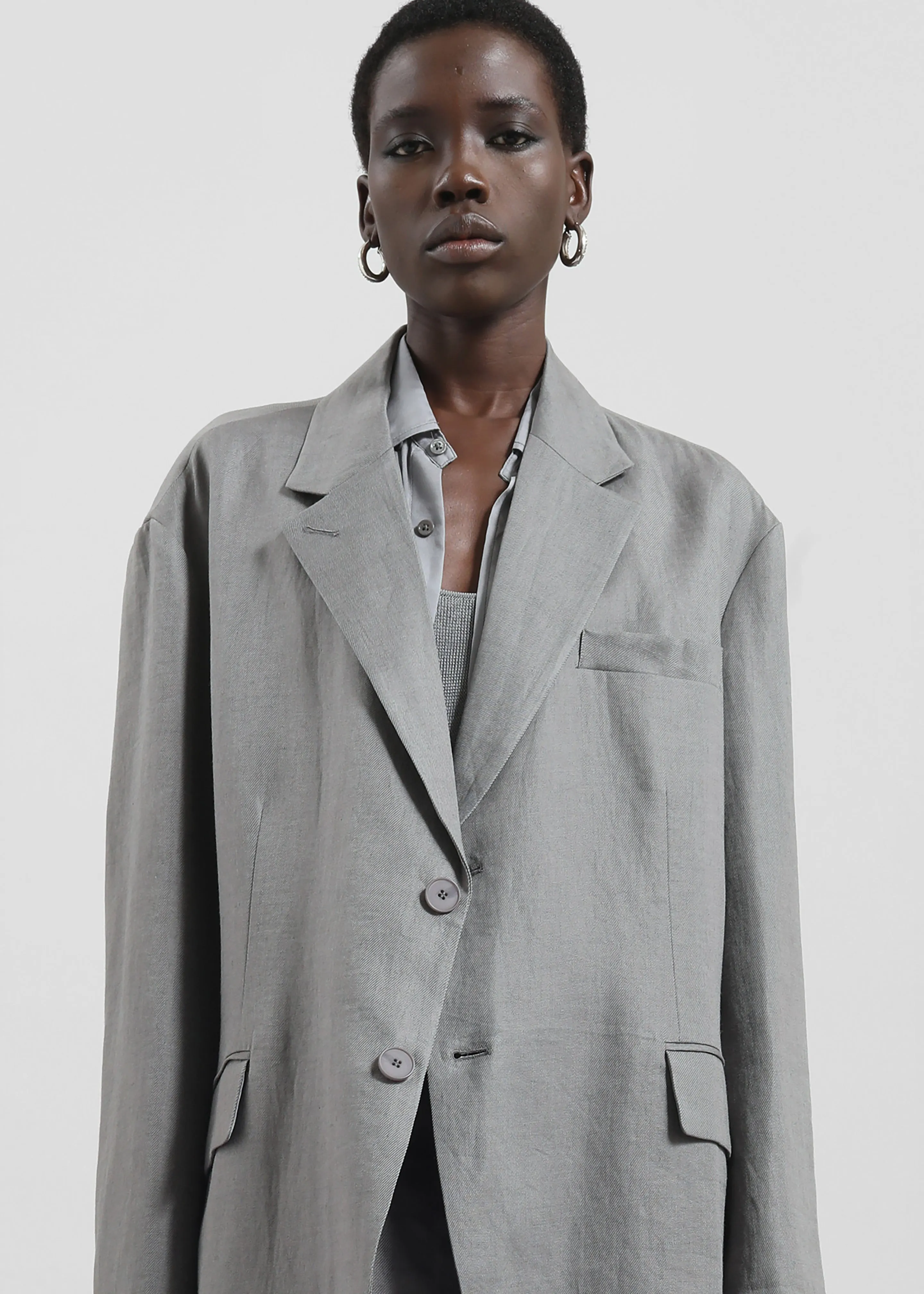 Brooklyn Linen Blazer - Grey