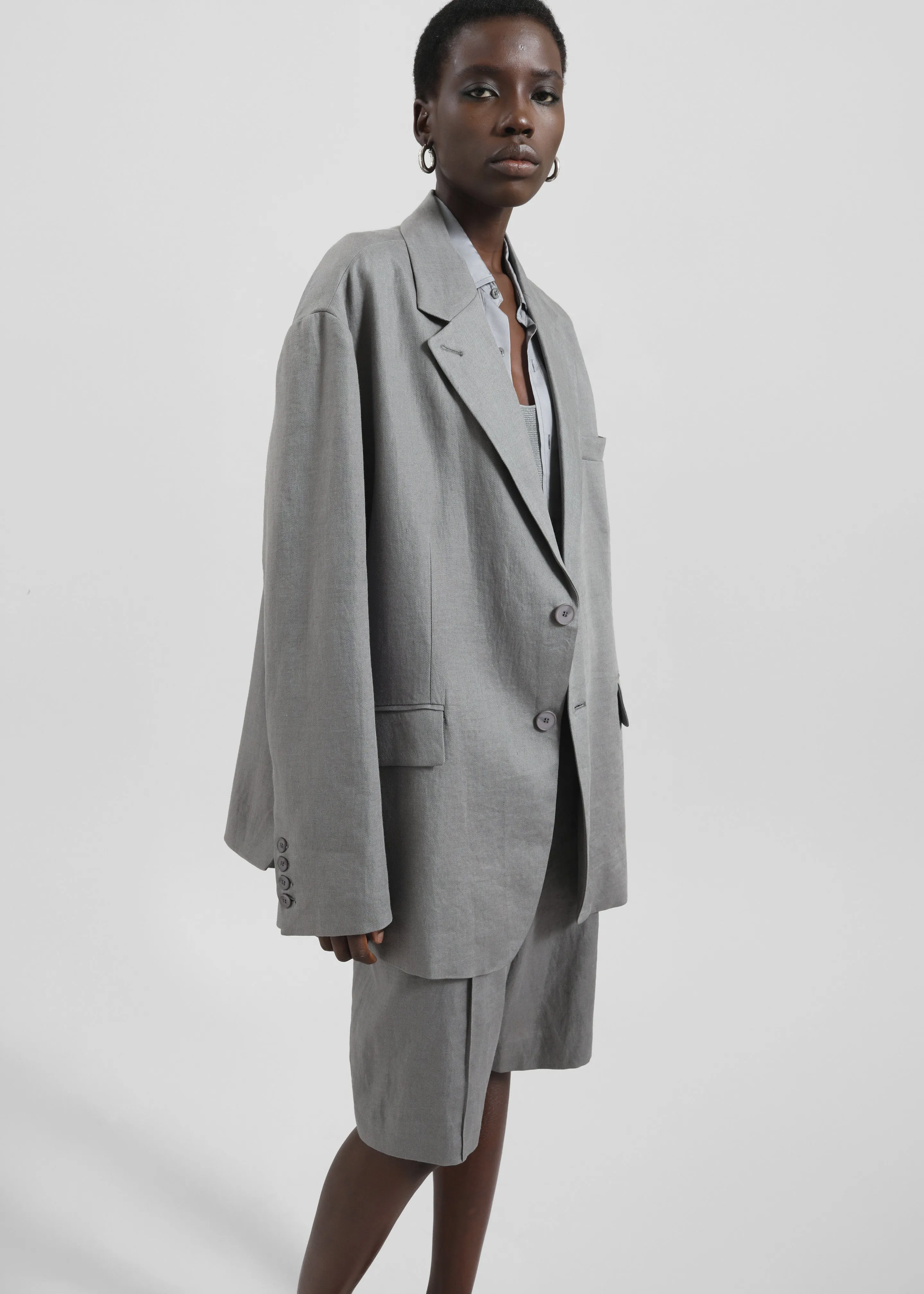 Brooklyn Linen Blazer - Grey