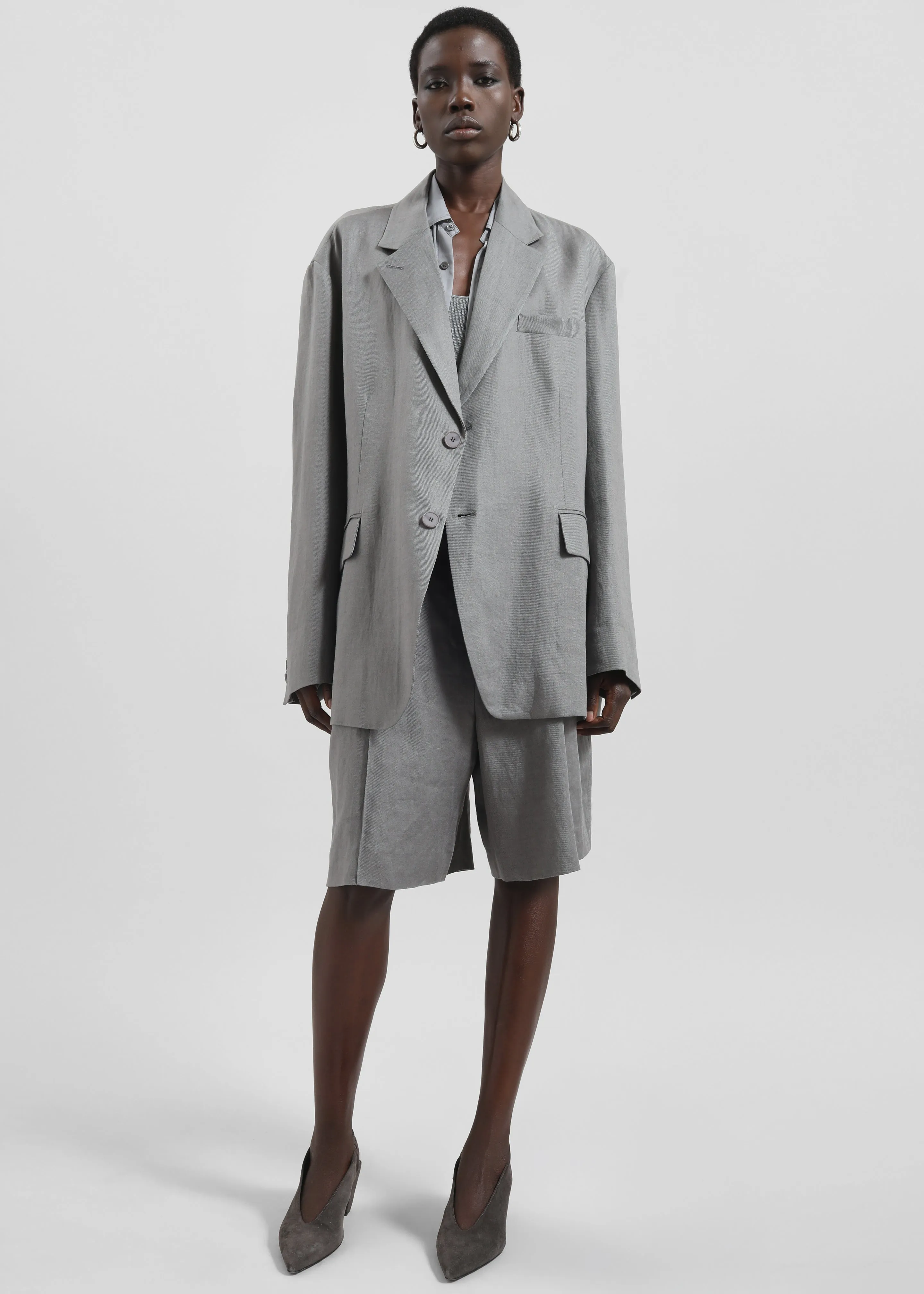 Brooklyn Linen Blazer - Grey