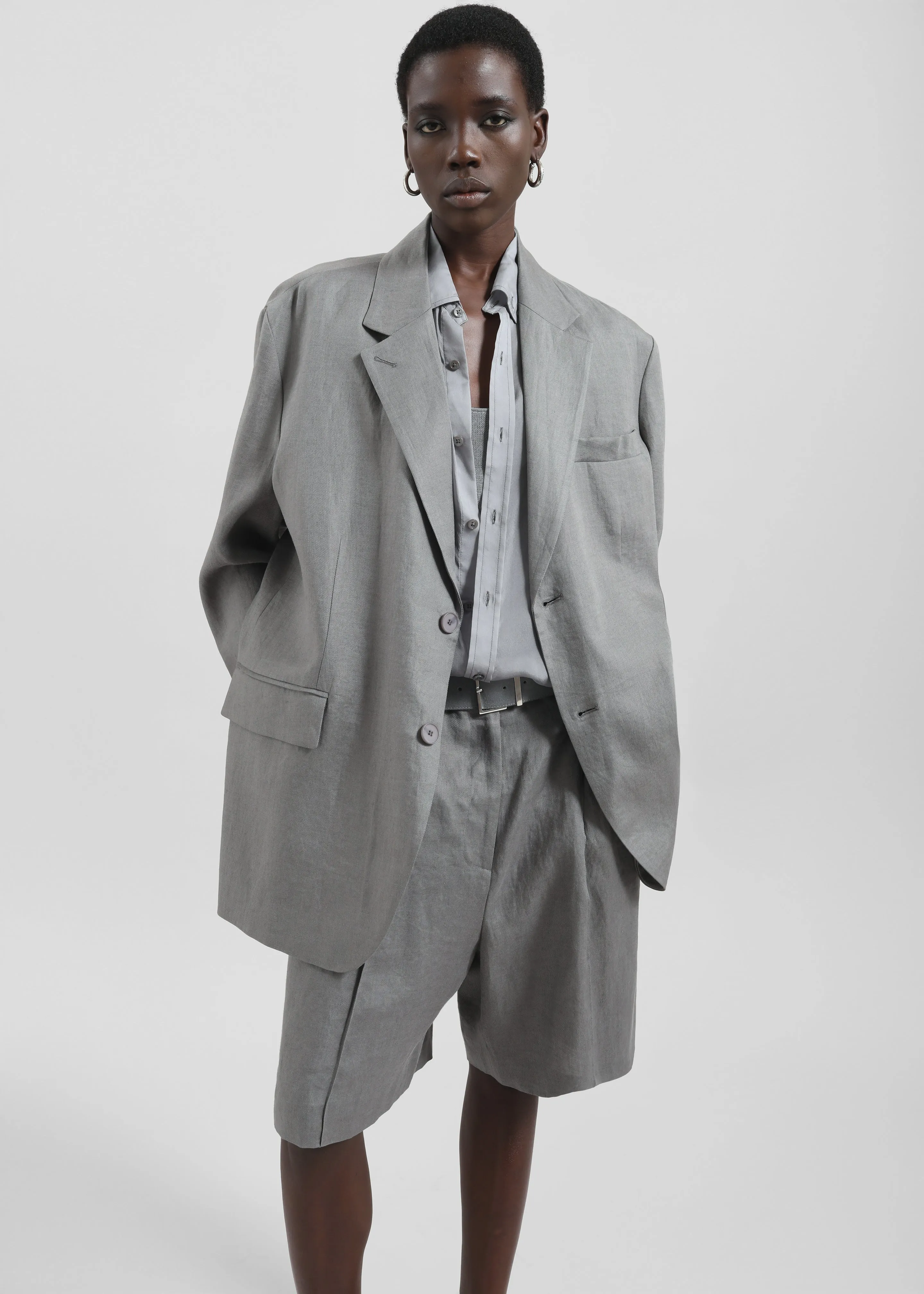 Brooklyn Linen Blazer - Grey
