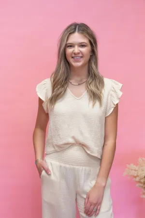 Butter Gauze Ruffle Slve Top