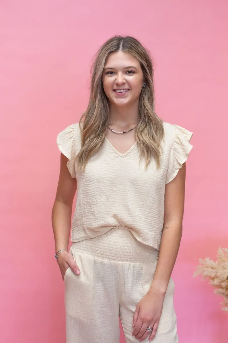 Butter Gauze Ruffle Slve Top