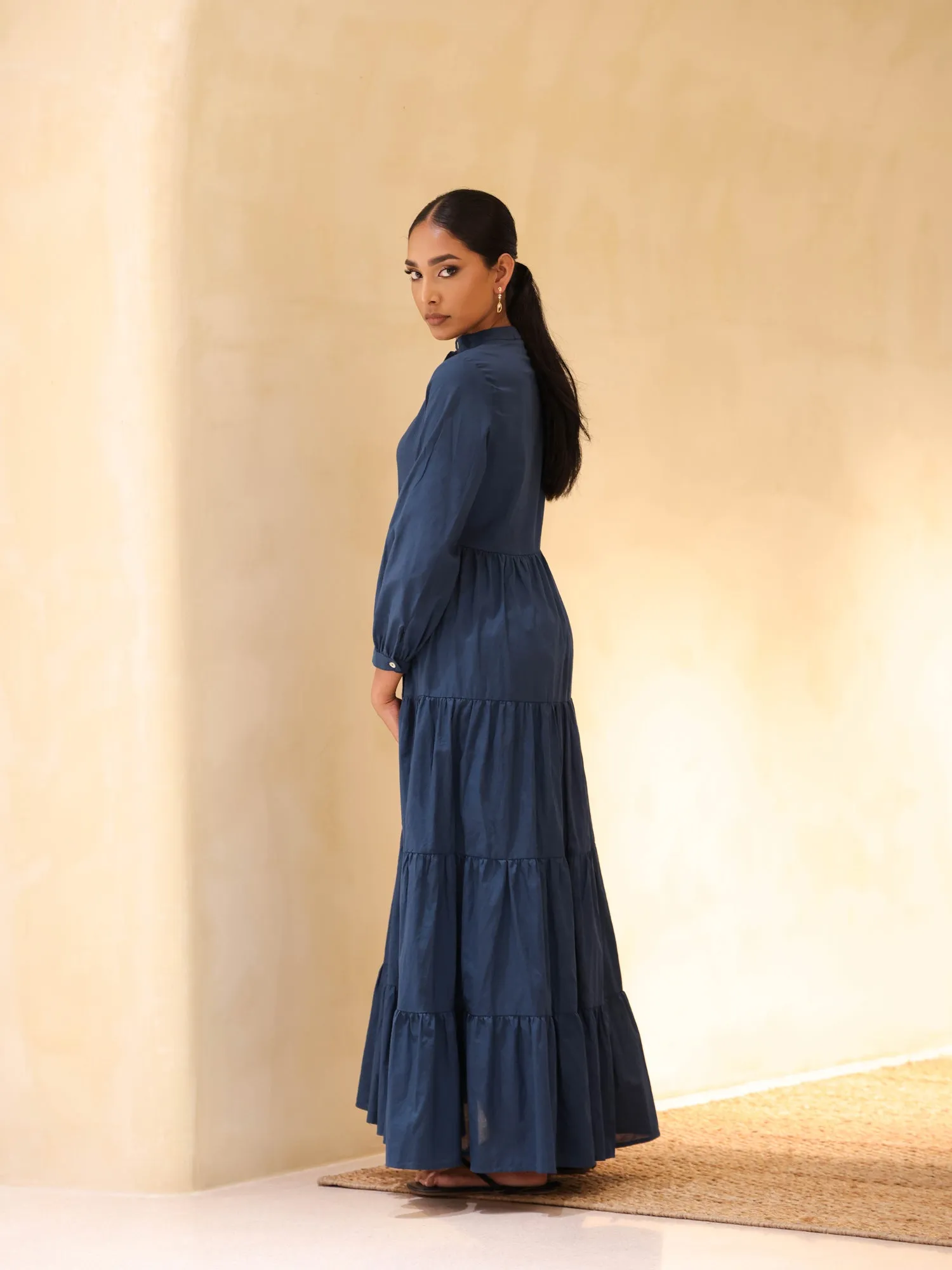 Button Down Tiered Maxi Dress
