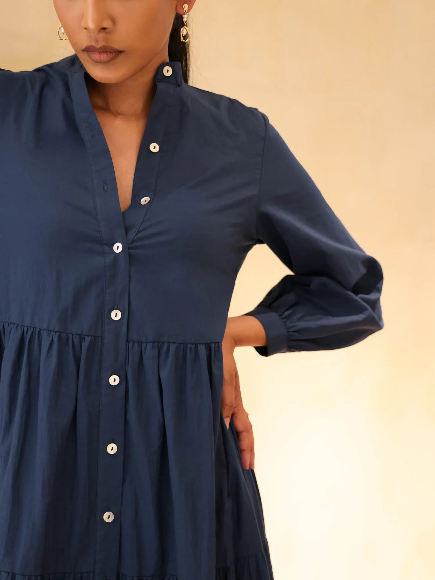 Button Down Tiered Maxi Dress