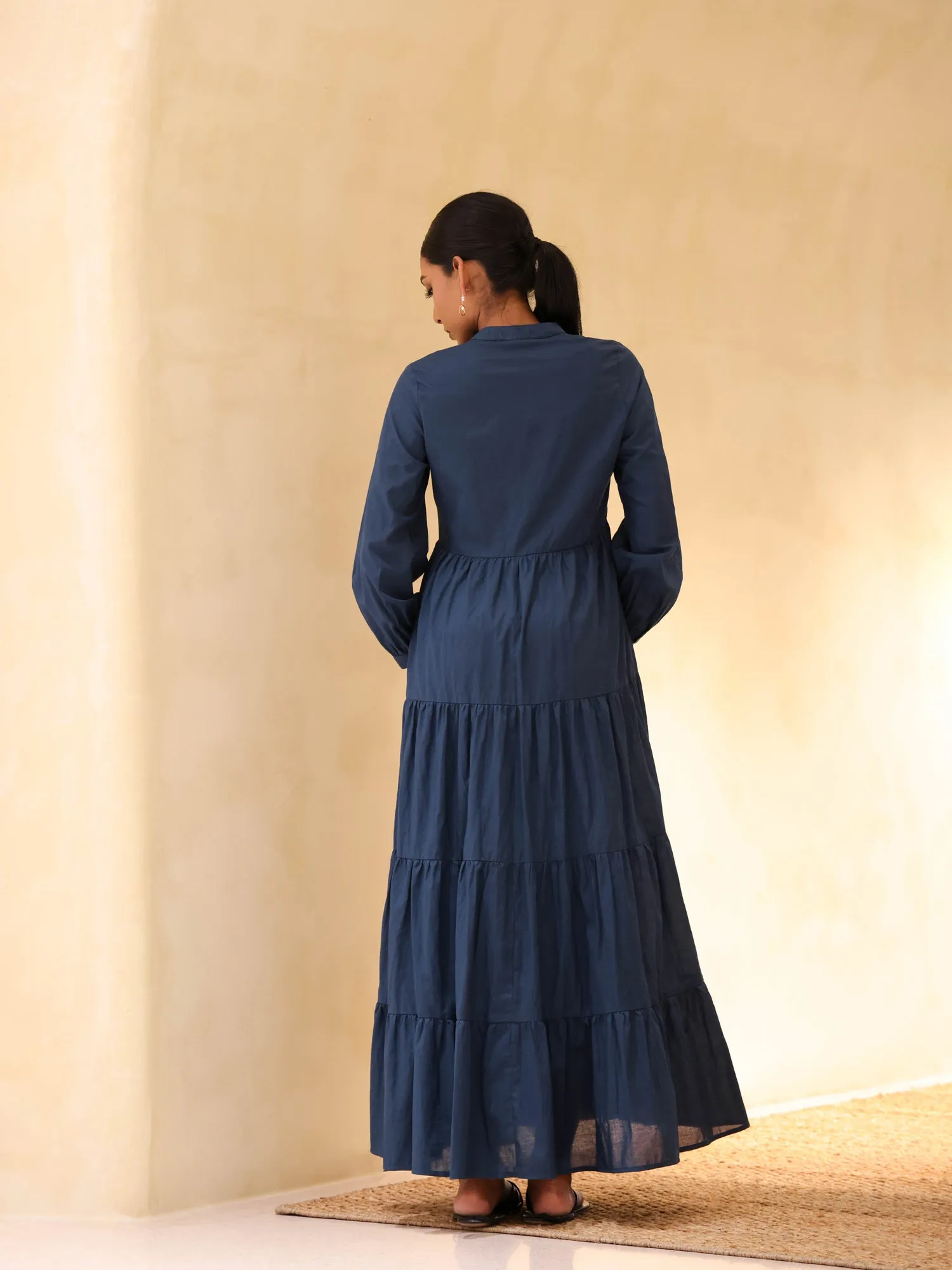 Button Down Tiered Maxi Dress