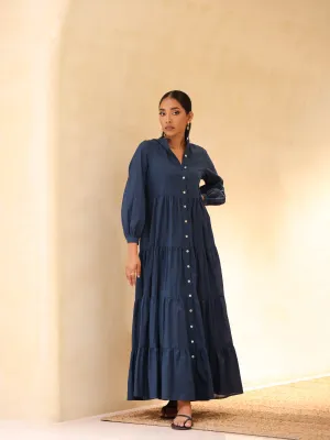 Button Down Tiered Maxi Dress